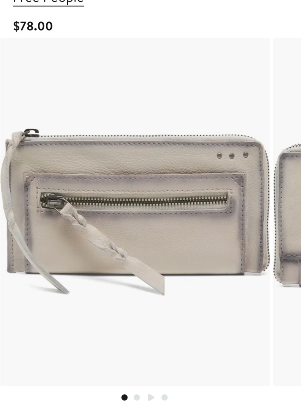 Free People Braided Zip Leather Wristlet Clutch in Light Gray